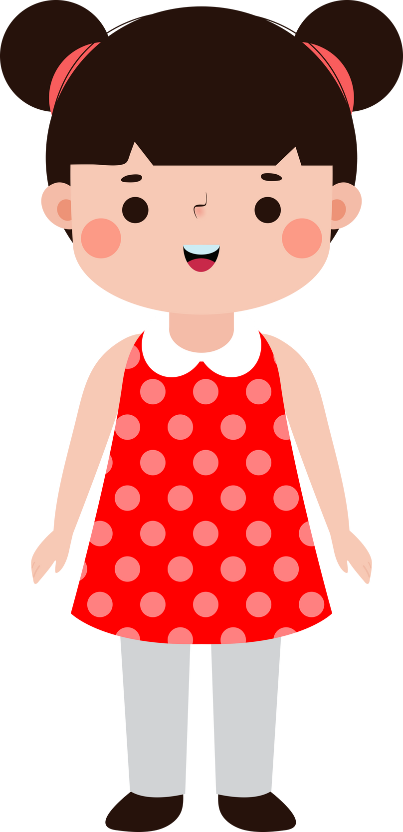 Happy kid cartoon character flat png style, cute little child standing