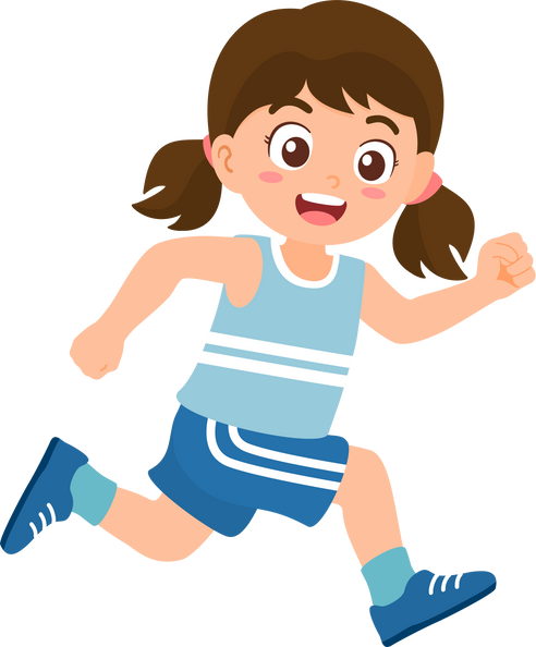 Little girl running in marathon. Sport play activity for healthy kids exercise.