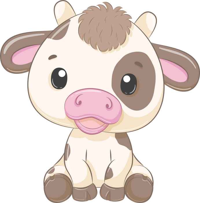 Cute baby cow cartoon -1