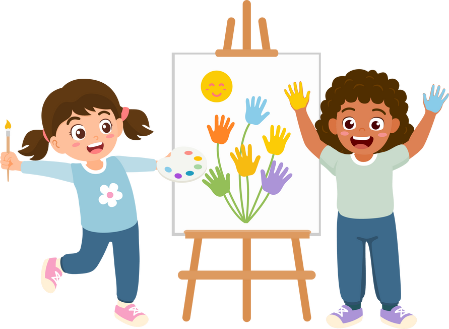 children play finger paint art