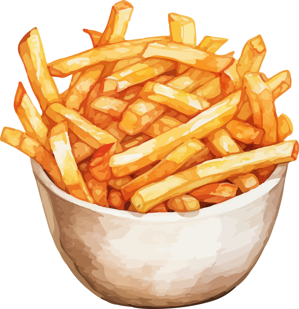 French fries in watercolor drawing style