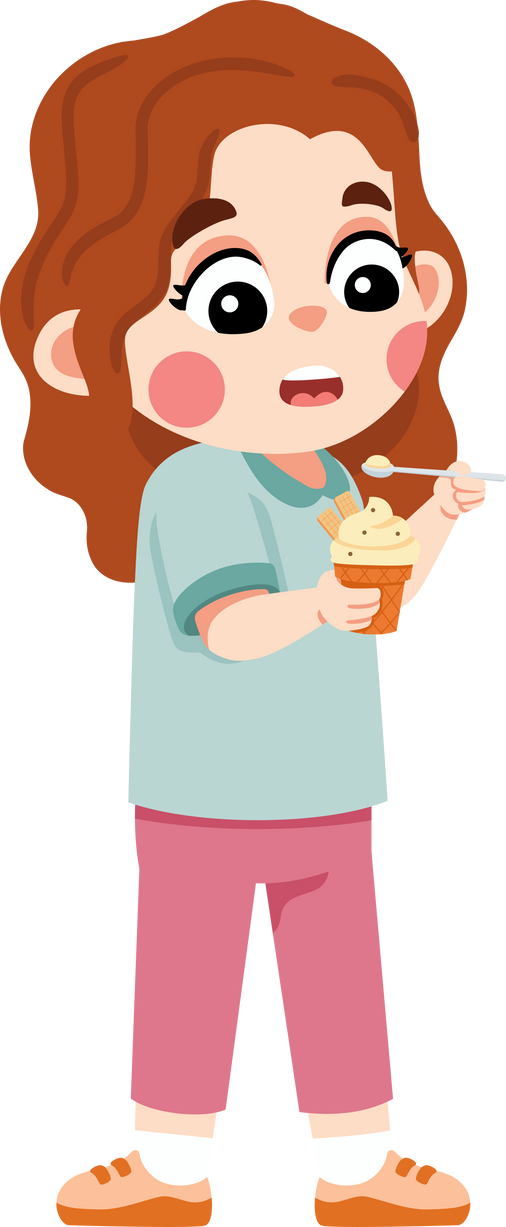 Kid Holding & Eating Ice Cream