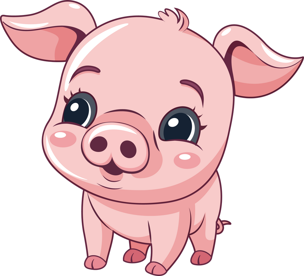 Adorable Piglet in Cartoon Character Style